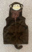 Monkey Insulated Vest Sleeveless Jacket Youth Kid's Attached Hood - Rare