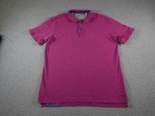 Robert Graham Polo Shirt Mens Medium Pink Classic Fit Paisley Trim Preppy Prep