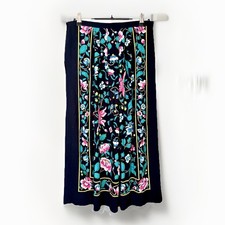 VTG Black Floral Skirt Bohemian Folk Style The Villager Vtf 10 Modern 4-6