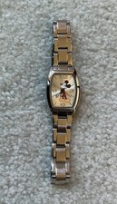Rare Style Disney Mickey Mouse Ladies Silver Rectangular Watch Bracelet Band