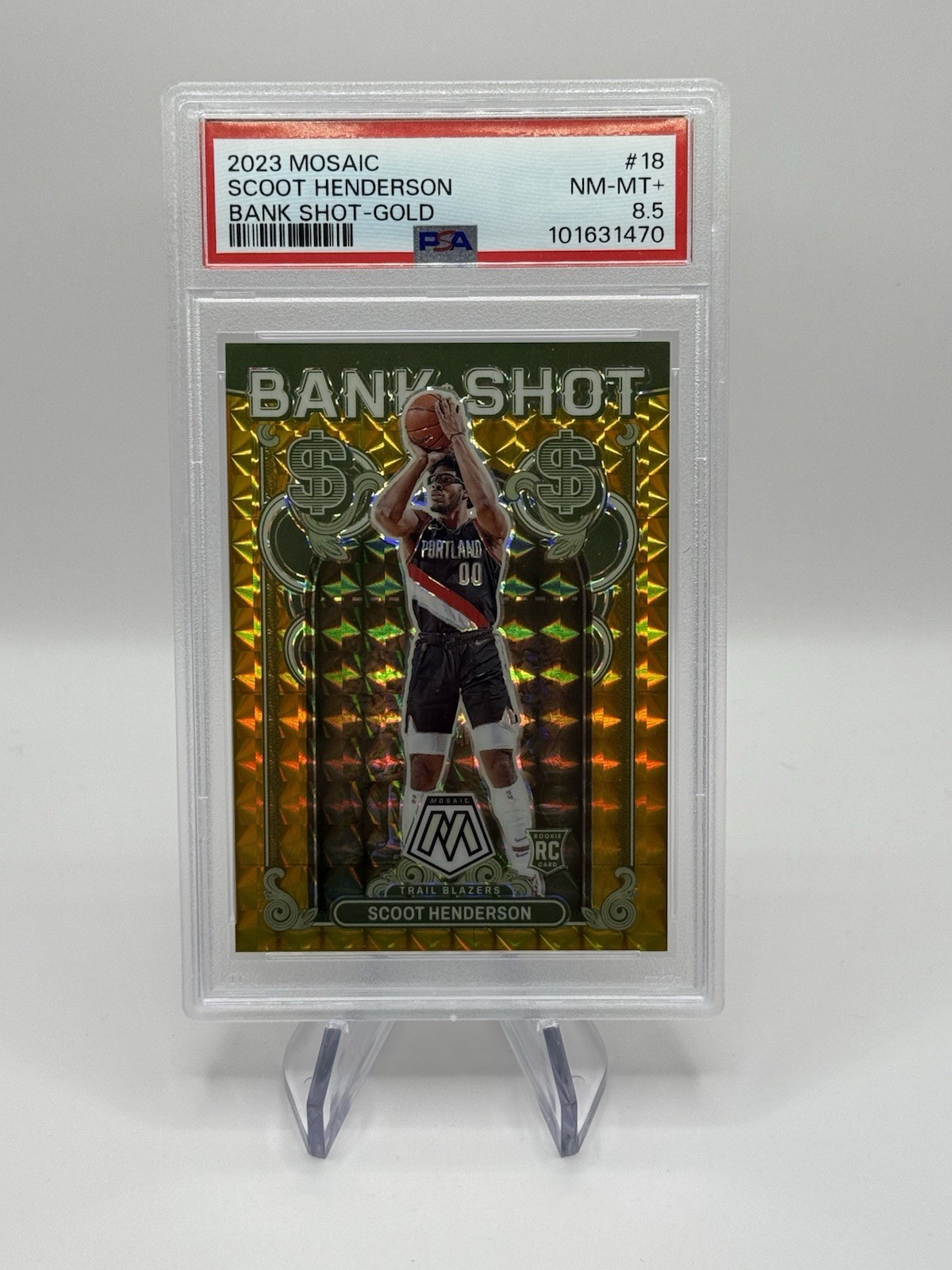 2023-24 Panini Mosaic Scoot Henderson #18 Bank Shot Gold /10 RC Rookie Blazers