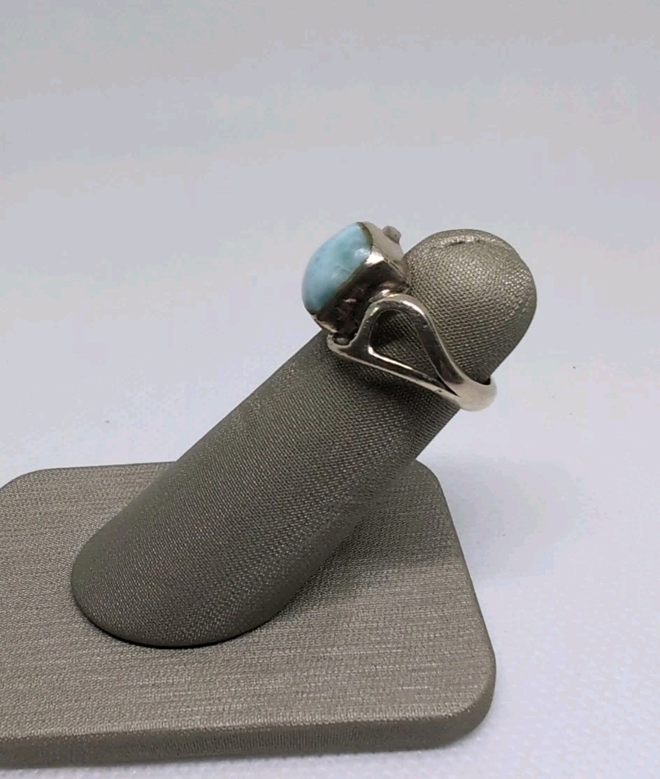 Beautiful Larimar Stone 925 Solid Silver Bezel St… - image 5