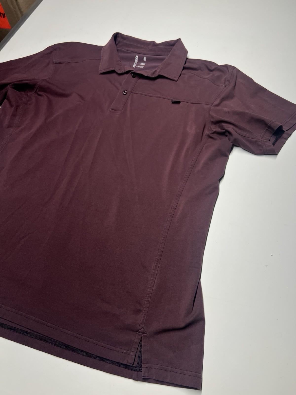 Arc'Teryx Camicia Uomo Prigione SS Polo Manica Corta Borgogna Arcteryx Cotone MED