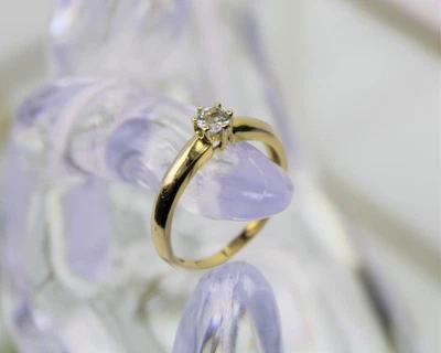 Blautopas-Goldring, Goldring, Solitairring, 585er Gold, 0.2 ct. - Bild 1 von 4