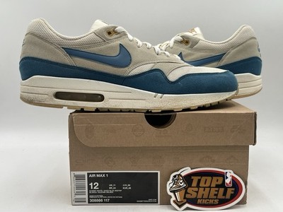 Nike Air Max 1 Shaded Blue 2012 Size 12 Used Rare Authentic Trainer White Low