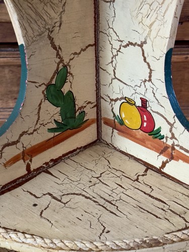 Rare/Antique Handcrafted/Handpainted Mexican Folk Art 3-Tier Corner Shelf 20" - Picture 6 of 24