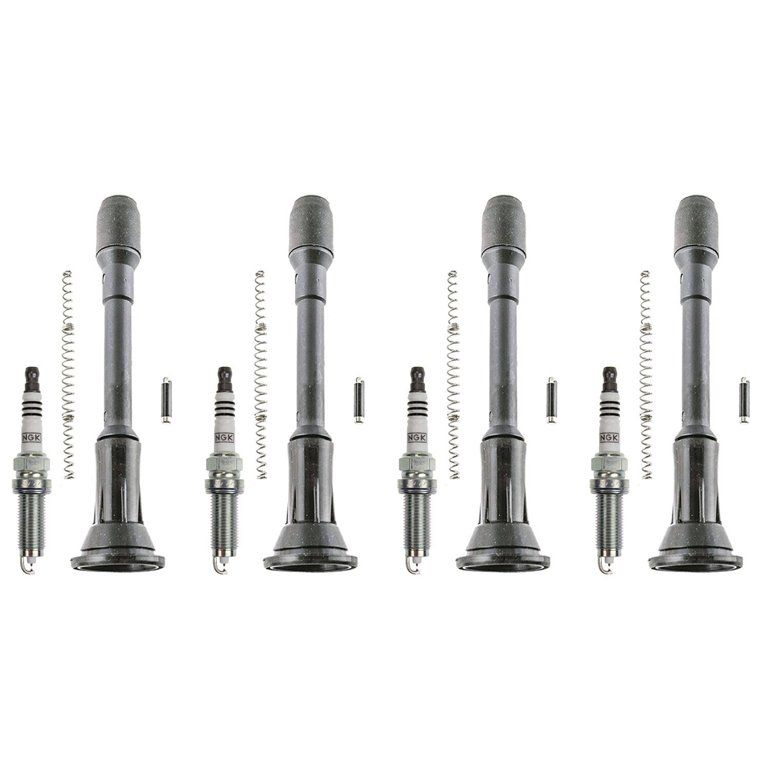 NGK 4 Laser Iridium H. I. Spark Plugs  Denso Coil Boots Kit for Altima Rogue