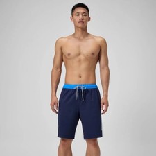 Speedo Men's 9" Marina Swim Shorts - Sea Blue M: Mesh Liner, UPF 50 Protection