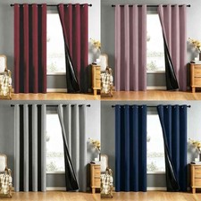 2 Panels Blackout Curtain Solid Thermal Insulated Window Drapes Bedroom Grommet