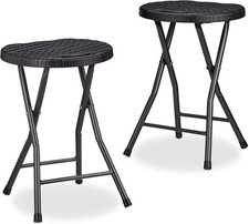 Sgabello Pieghevole Bastian, Forma Rotonda, Effetto Rattan, Resistente, Hxlxp 45