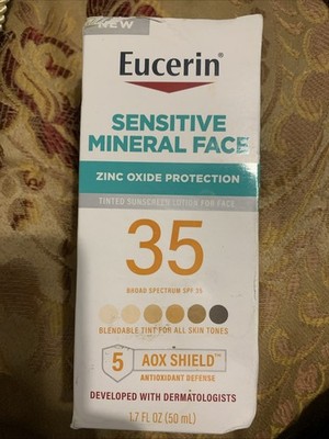 Eucerin Sensitive Mineral Face SPF 35 TINTED Sunscreen for face 1.7oz Exp 02/25