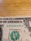 87654395. $1 FRN Fancy 6 In A Row Ladder Serial Number. — photo 1