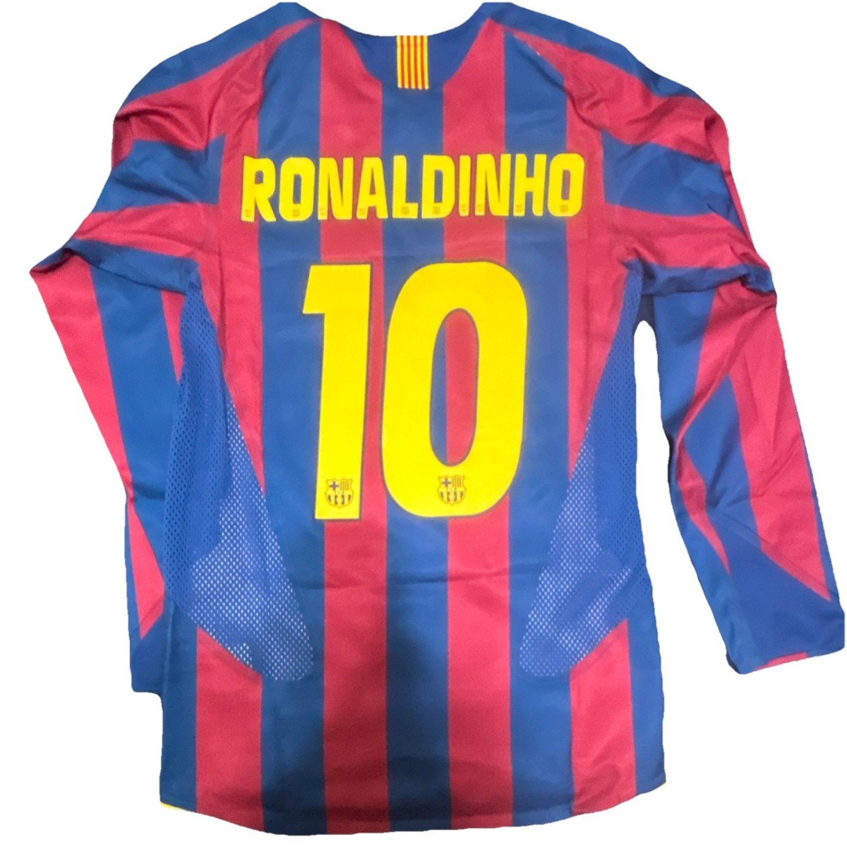Nike FC Barcelona Ronaldinho Long Sleeve Soccer Jersey Blue Red