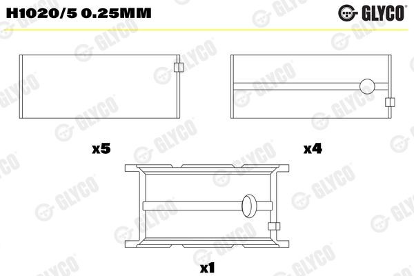 Glyco H1020/5 0.25Mm Kurbelwellenlager Passend FüR Fiat Passend FüR Iveco-image