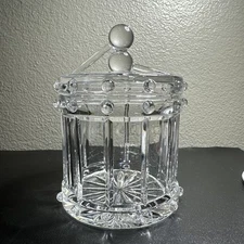 Vintage lead Crystal Drum Shape Candy/Cookie Jar heavy very nice ! 