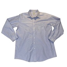 L.L. Bean Wrinkle Resistant Dress Shirt Mens 17-36 Blue Button Front Cotton