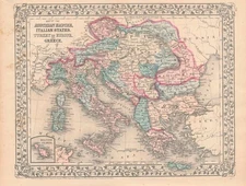 SOUTHEASTERN EUROPE -- Map / Map of the Austrian Empire Italian States Turkey