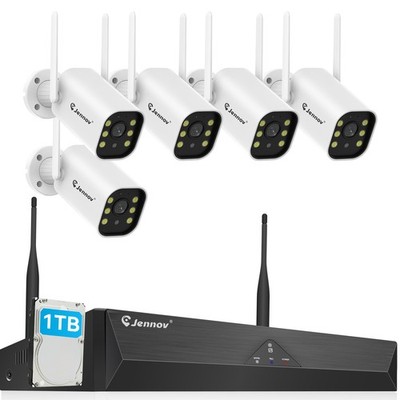 JENNOV 5MP 10CH NVR Outdoor Wifi IP Security Camera System 24/7 Record 1TB HDD