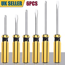 6PCS Screwdriver Set Phillips Crosspoint Slotted Flat Head With Hanging Rack UK