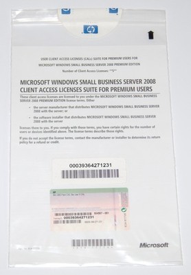 Microsoft Windows SBS 2008 Premium CAL - 5 User - Small Business Server HP Neu