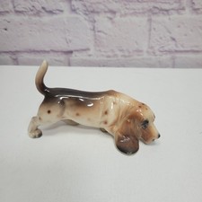 VTG Porcelain Bassett Hound Dog Salt/Pepper Shaker Corked Bottom 5" Unmarked