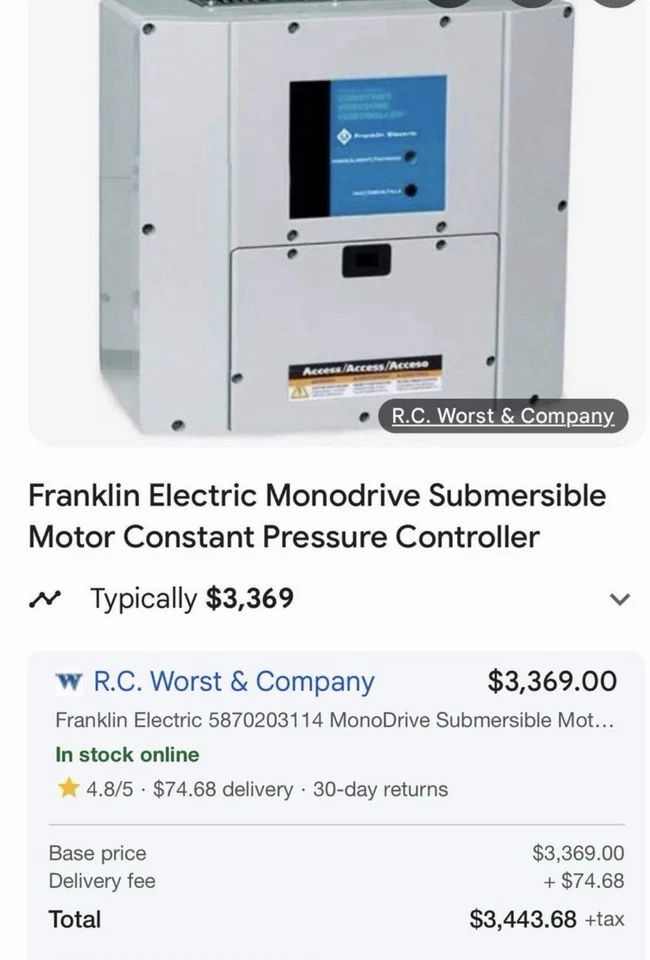 Controlador de presión constante motor sumergible monodrive eléctrico Franklin Foto 3 de 3