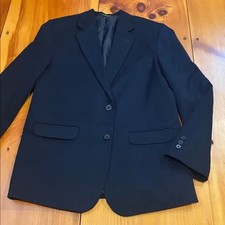 VAN HEUSEN Boys 16 Husky Navy Blue Wool Blazer Jacket