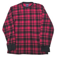 Polo Ralph Lauren Thermal Shirt Mens Medium Red Black Plaid Sleepwear