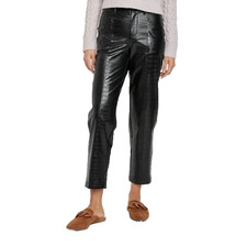 A New Day Women's High Rise Faux Crocodile Leather Pants - Black Size 4