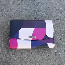 Kate Spade Geometric Colorblock Saffiano Wallet Clutch Missing Strap