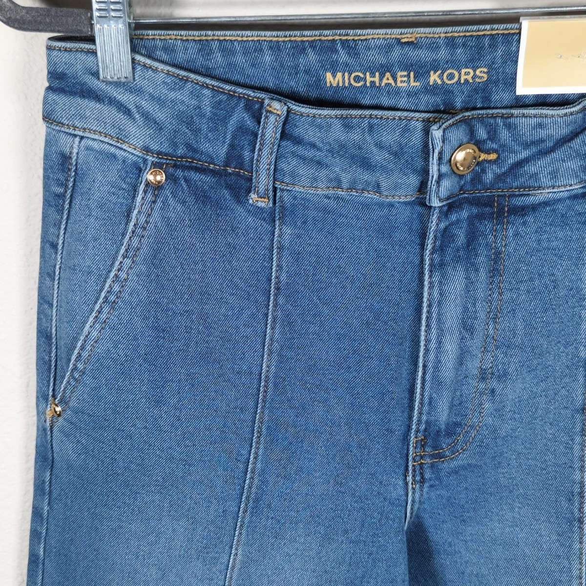 MICHAEL KORS Carmen Wide Leg Pintuck Jeans Super High Rise Medium
