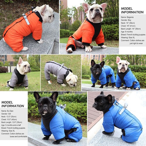 Waterproof Dog Winter Coat with Harness Reflective Warm Jacket Puppy Jumpsuit - Picture 11 of 15