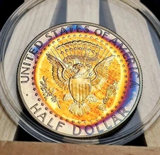 Half Silver Dollar Toned 2013 S Proof Silver Coin Kennedy 50.c Toning Rainbow 🌈