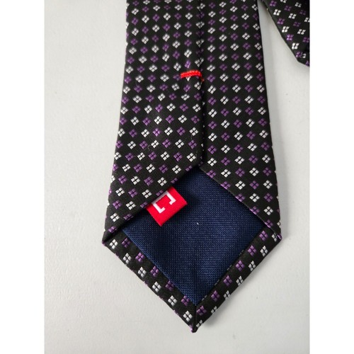 Chaps Polyester Youth Boys Clip On Tie 14" Black Purple White Geometric Pattern - Picture 4 of 6