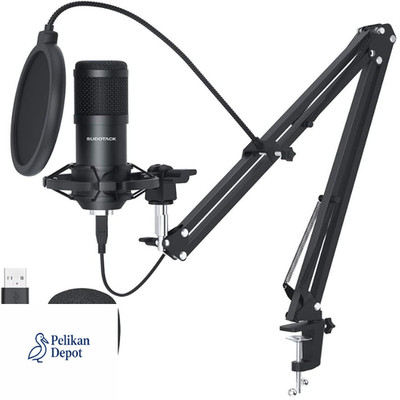 USB Gaming Mikrofon Kondensator mit Arm Popfilter für Streaming YouTube Twitch