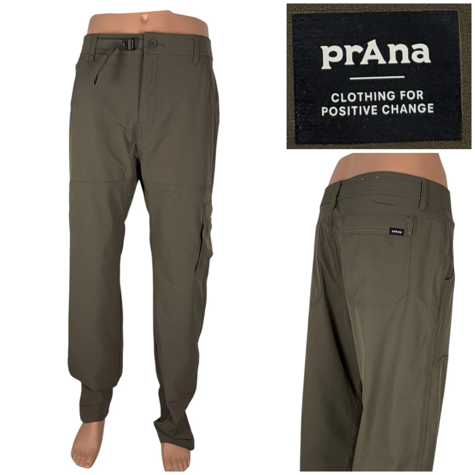 Prana Mens 36 X 34 Pants Stretch Zion AT Brown 1968321 Nylon Stretch Hiking EUC