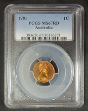 1981 Uncirculated Australia 1c One Cent Coin - PCGS MS67RD