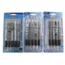 Paper Mate Expressions 1.0mm Retractable Ball Point Pens Black & White Set Of 3