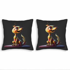 Colorful Animated Dog Throw Pillow Covers - Set of 2 18x18in Cushion Cases