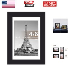 4x6 Picture Frame, Display Pictures 3.5x5 with Mat or 4 x 6 Without, Wall Han...