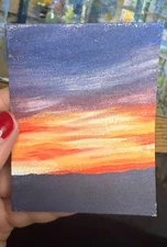 ACEO Original Landscape Art Card Acrylic/Canvas Hand Painted 2.5 In x3.5 In