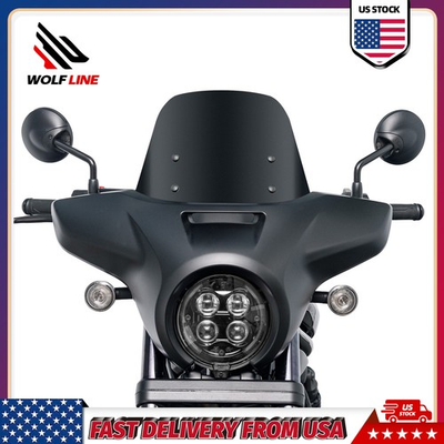 #ad WOLFLINE Front Windshield Fairing Kit For Honda Rebel CMX1100 2021 2025 Black $215.42