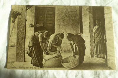 W351 INDIA Giving Out The Days Rice Tucks No.6337 Postcard