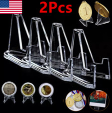 2X Coin Display Stands Paper Trading Card Easel Small Size Holder Clear Plastic