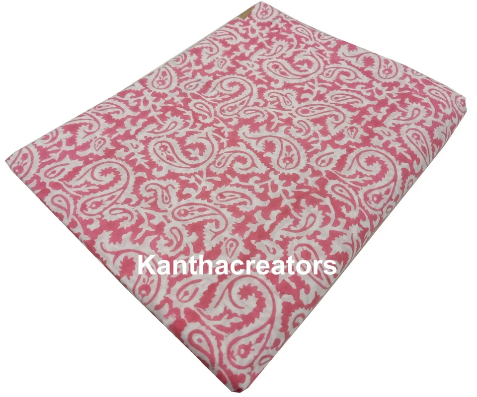 Tela de algodón con estampado de cachemira tela bloque a mano tela de gasa para correr ropa para niños Foto 2 de 4