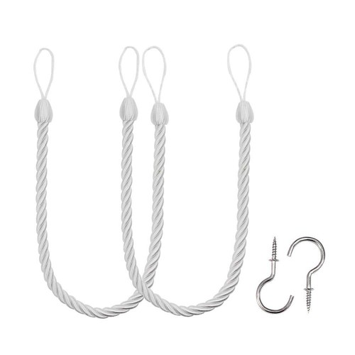 Curtain Ropes Tiebacks Tie-Backs, Curtain Handmade Holdbacks with 2 Metal Scr...