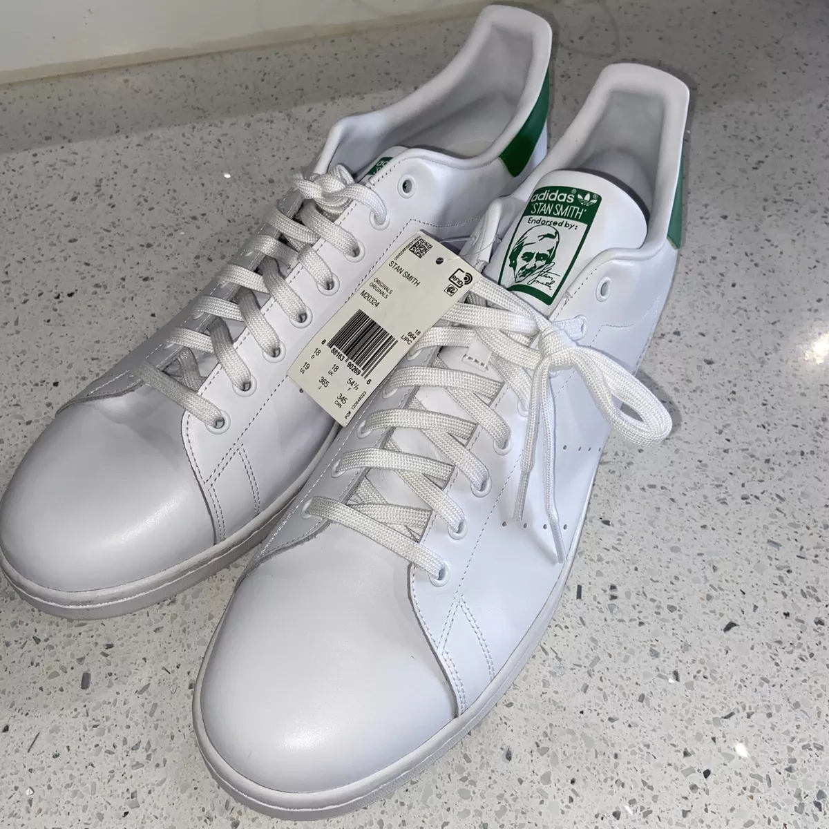 Adidas Stan Smith White And Green Classic Low Top Sneakers Size 19