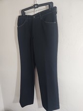 vintage farah polyester pants black w/ white stitching 70's 35 x 32 1970's flare