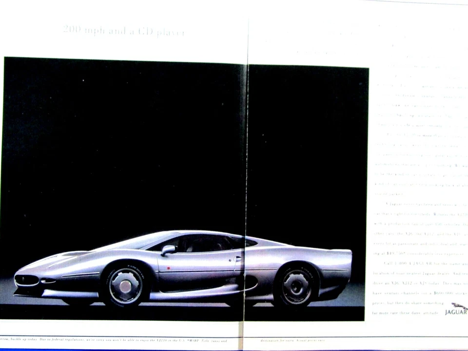 1993 Jaguar XJ220 винтажный 200 миль в час и проигрыватель компакт-дисков оригинальная печатная реклама 2 страницы - Изображение 4 из 4
