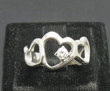 Sterling Silver Ring Genuine Solid 925 Heart With Cubic Zirconia Stylish Empress